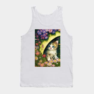 Kitten between flowers Tank Top